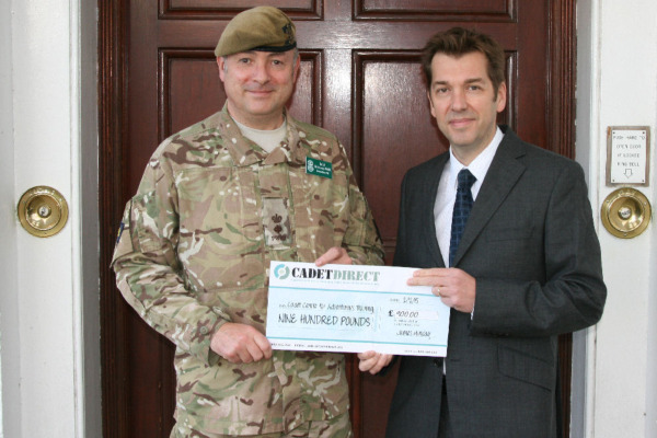 Cadet Direct presents cheque at CTC Frimley