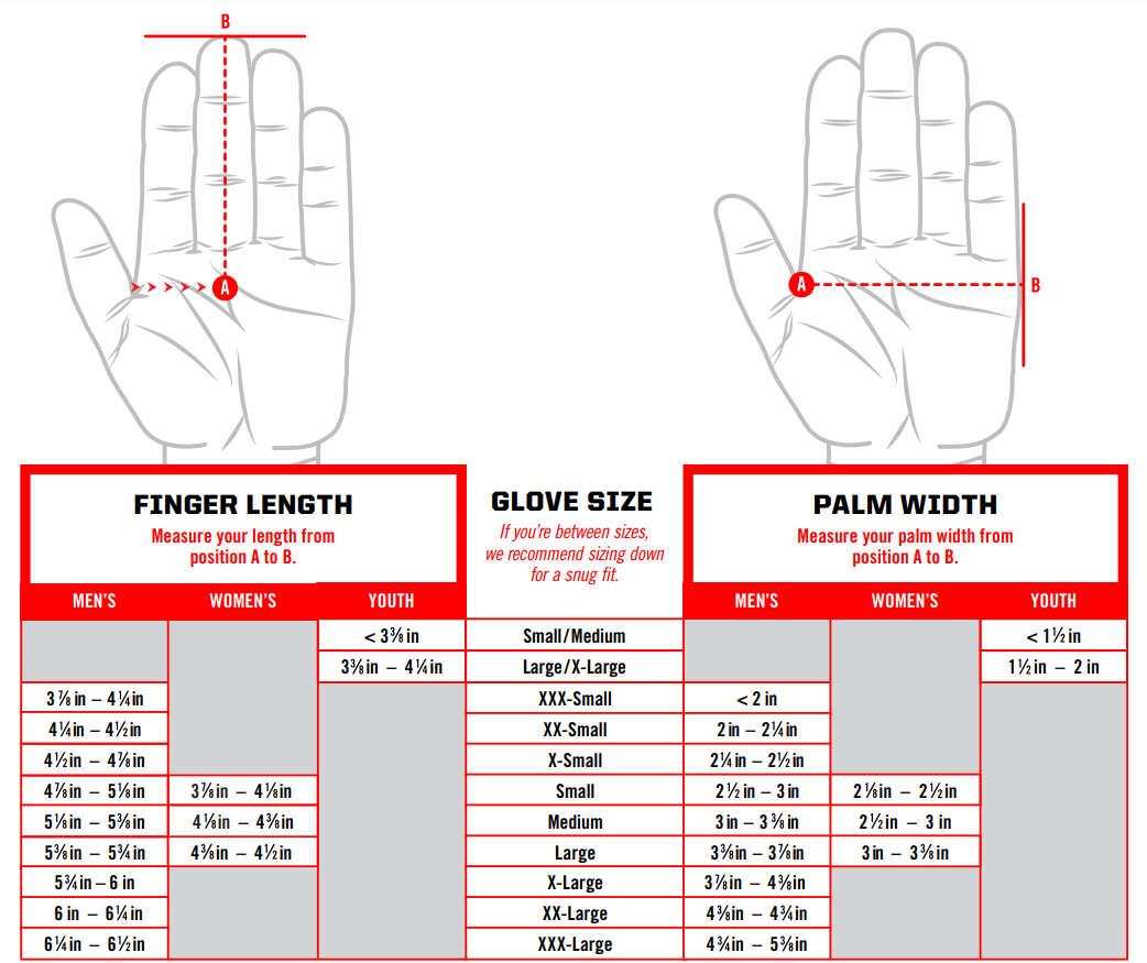 highlander gloves size chart